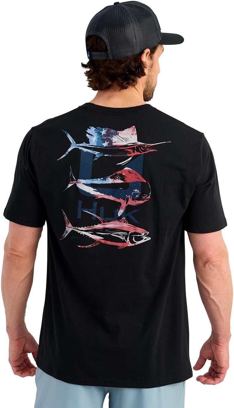 HUK Men's Kc Scott Short Sleeve Performance Tee, Fishing T-Shirt for Men - Southern Slam - Black