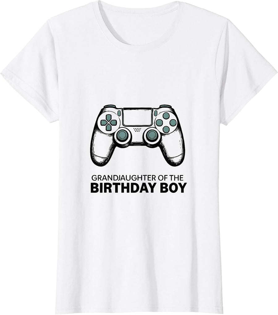 Women's Granddaughter Of The Birthday Boy Matching Video Game T-Shirt - White