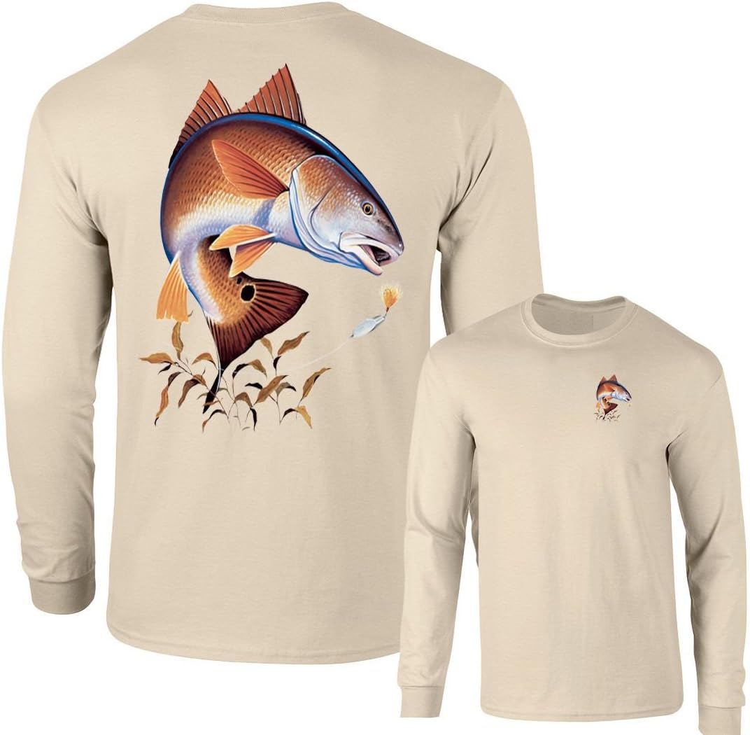 Redfish Lure Fishing Long Sleeve T-Shirt - Sand