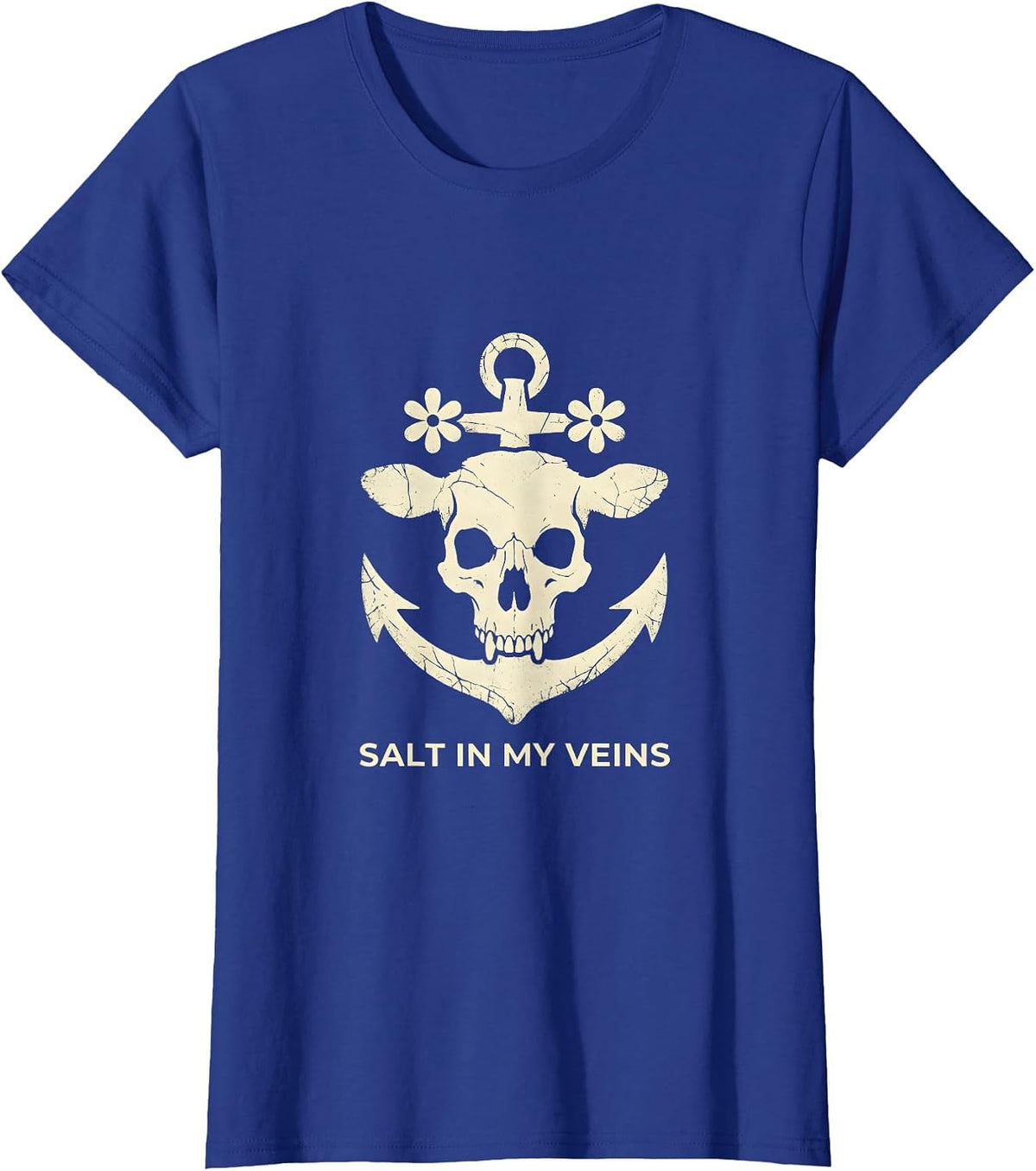 Women's Salt In My Veins Sailor Graphic Design T-Shirt - Royal Blue