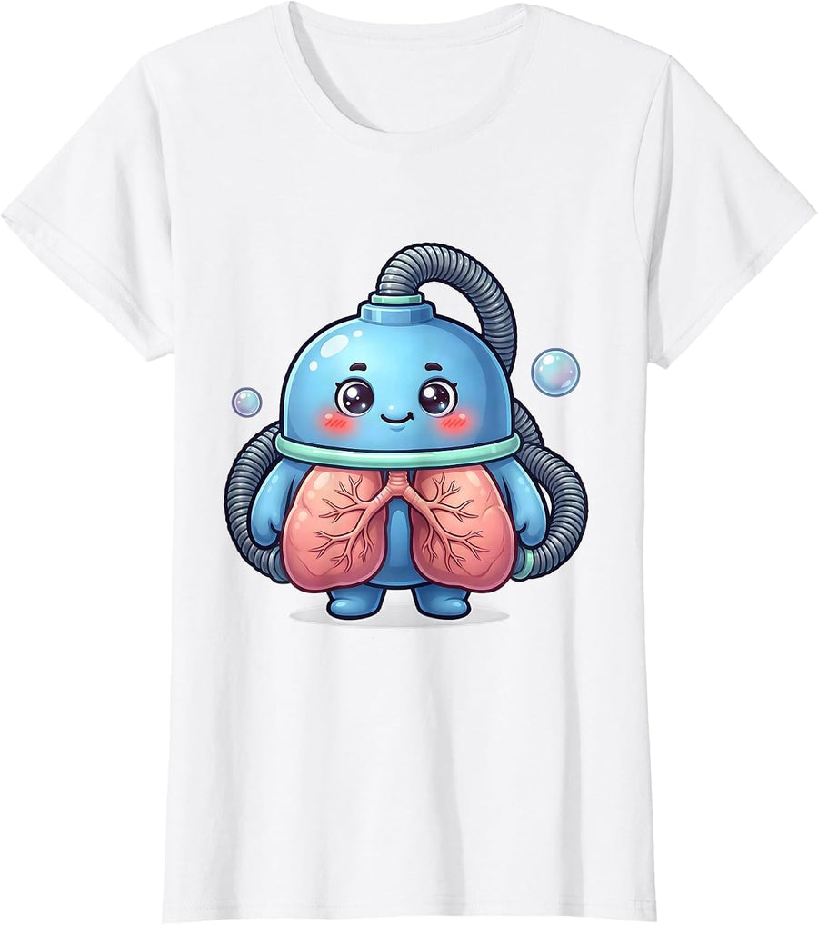 Women's Kawaii Scuba Tank Mascot Respiratory Therapist Occupational T-Shirt - White