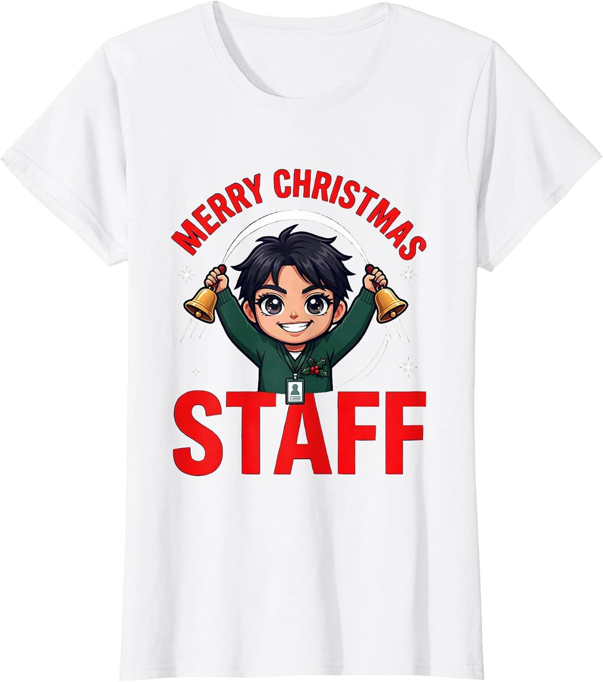 MERRY CHRISTMAS STAFF Funny School Staff Christmas Holiday T-Shirt - White