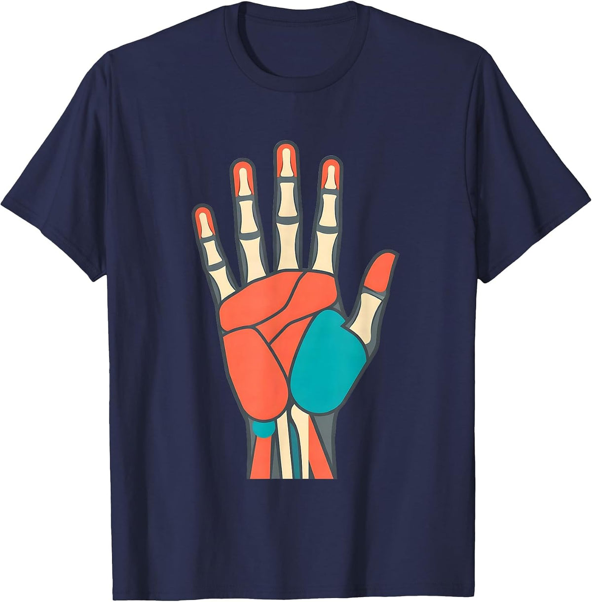 Men's Occupational Therapy Anatomical Hand Illustration T-Shirt - Navy Blue