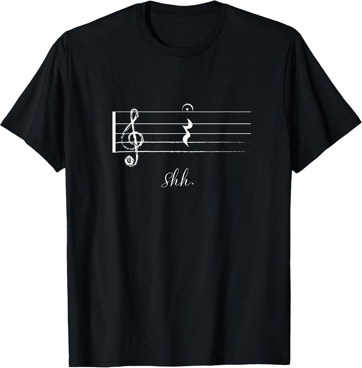 Funny Music Shh Quarter Rest and Fermata T-Shirt - Black