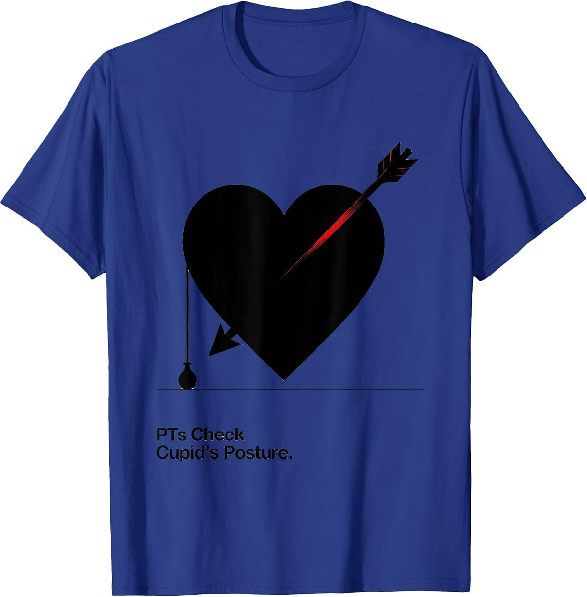PTs Check Cupid's Posture Funny Physical Therapist Holiday T-Shirt - Royal Blue