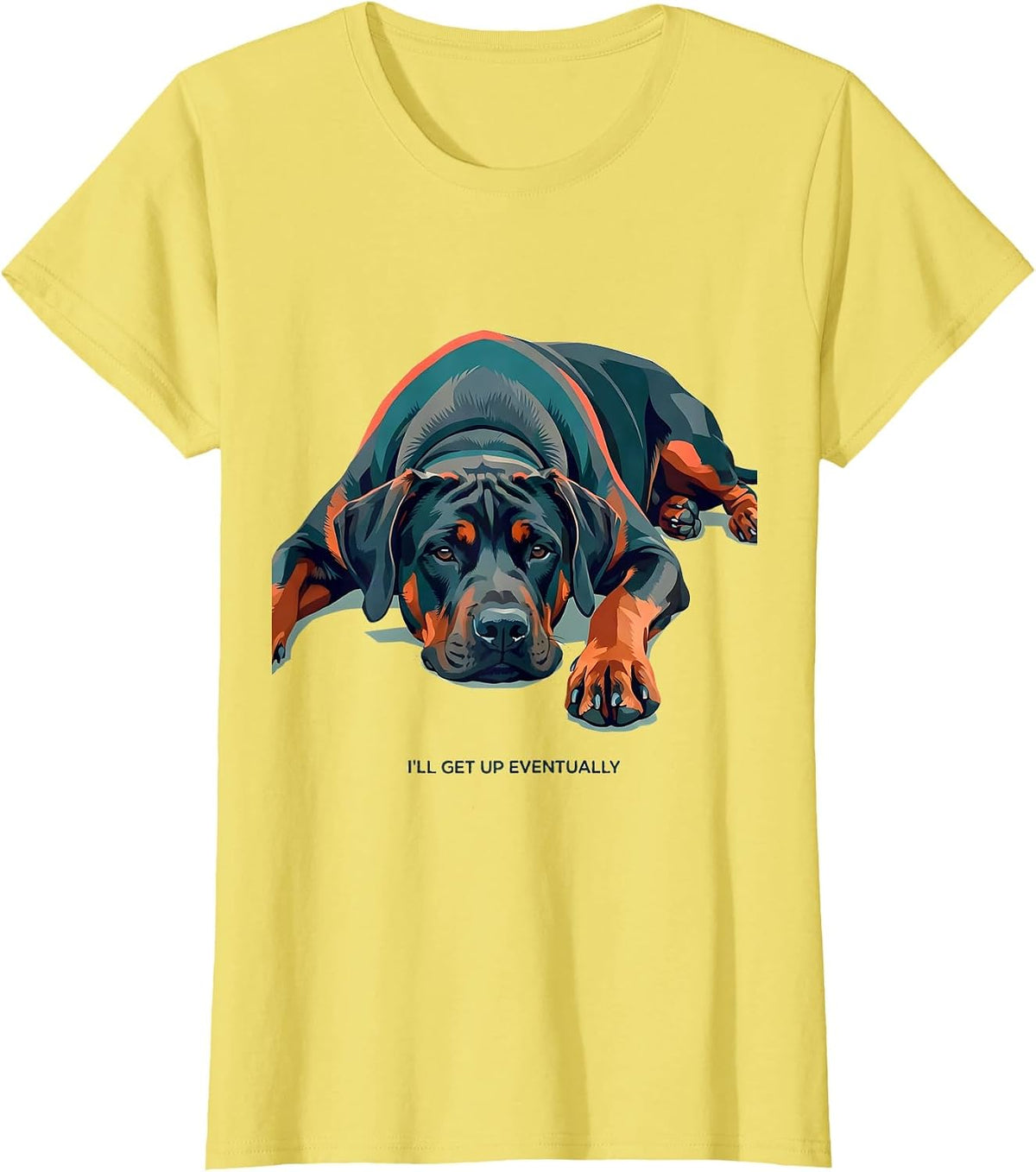 Women's I’ll Get Up Eventually Rhodesian Ridgeback Dog Lover Humor T-Shirt - Lemon Yellow