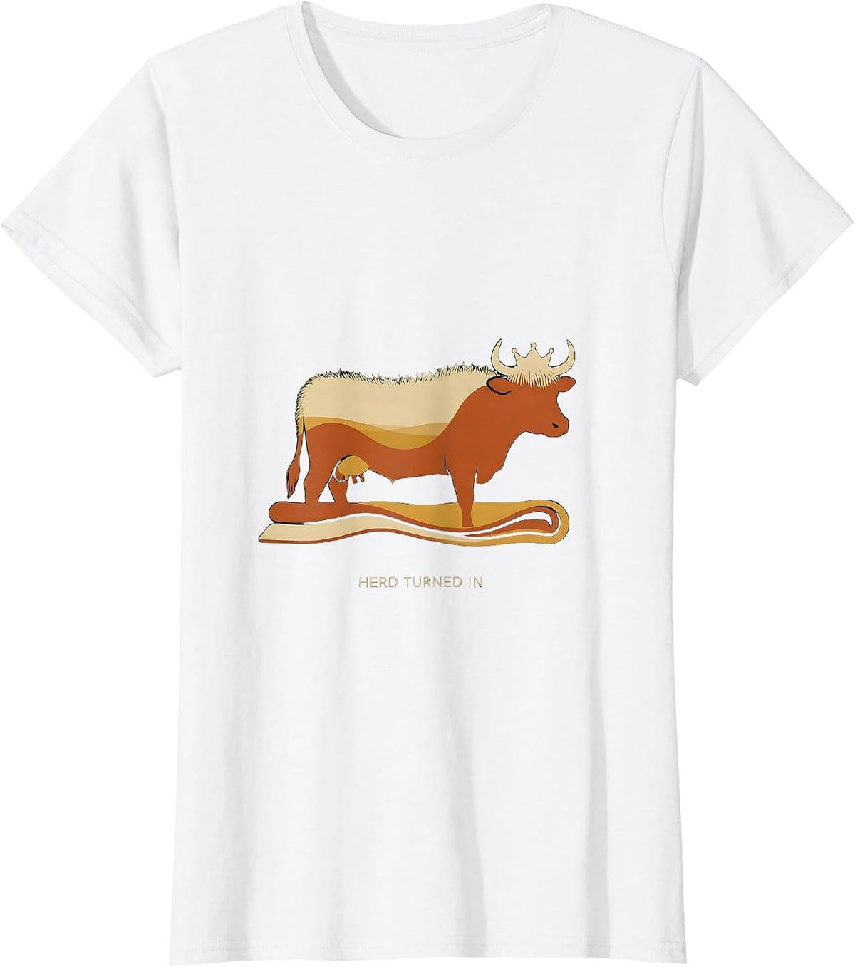 Herd Turned In Funny Highland Cow Cozy Pajama Sleepwear T-Shirt - White
