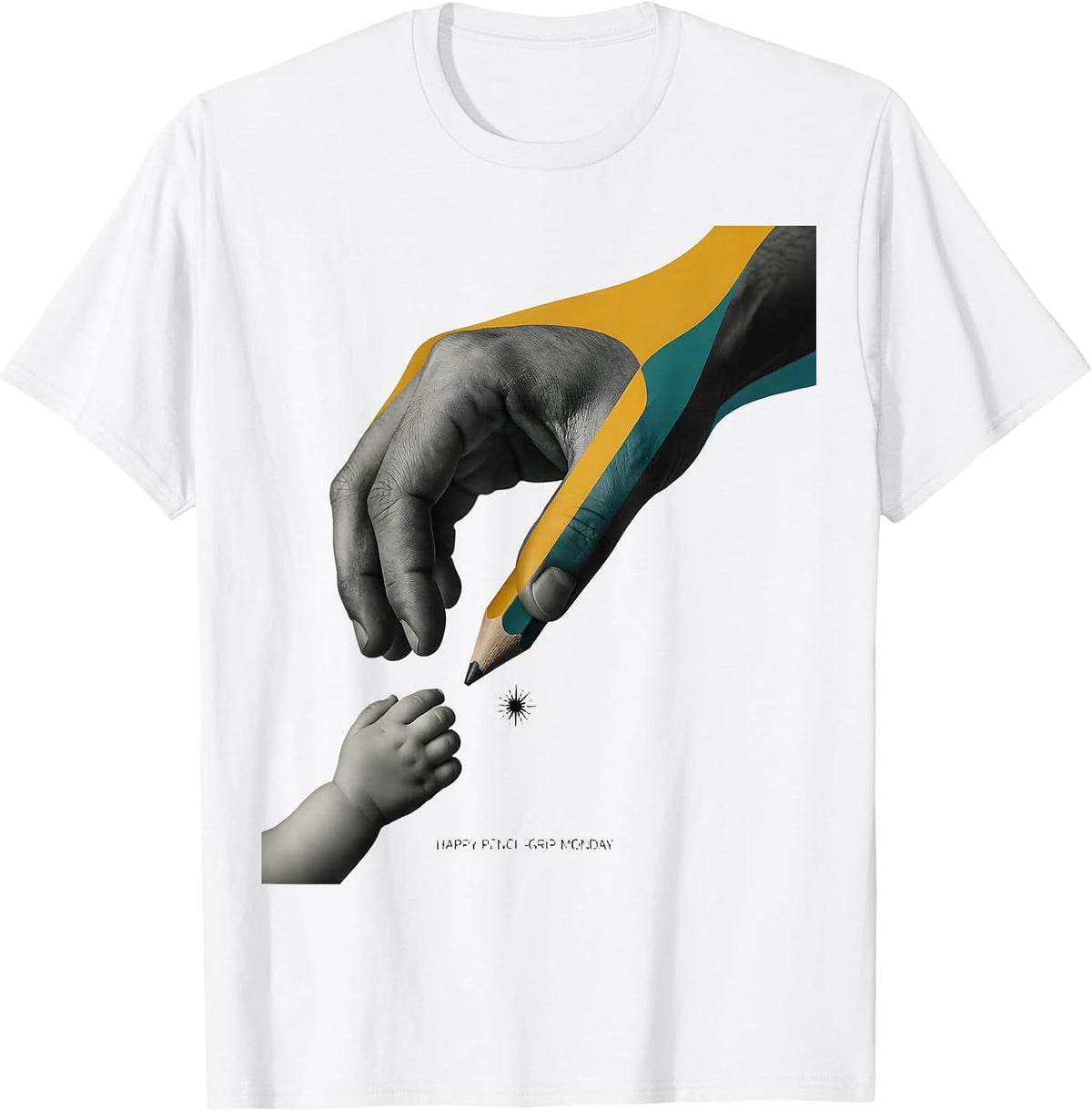 Happy Pencil-Grip Monday Midcentury Modern Occupational T-Shirt - White