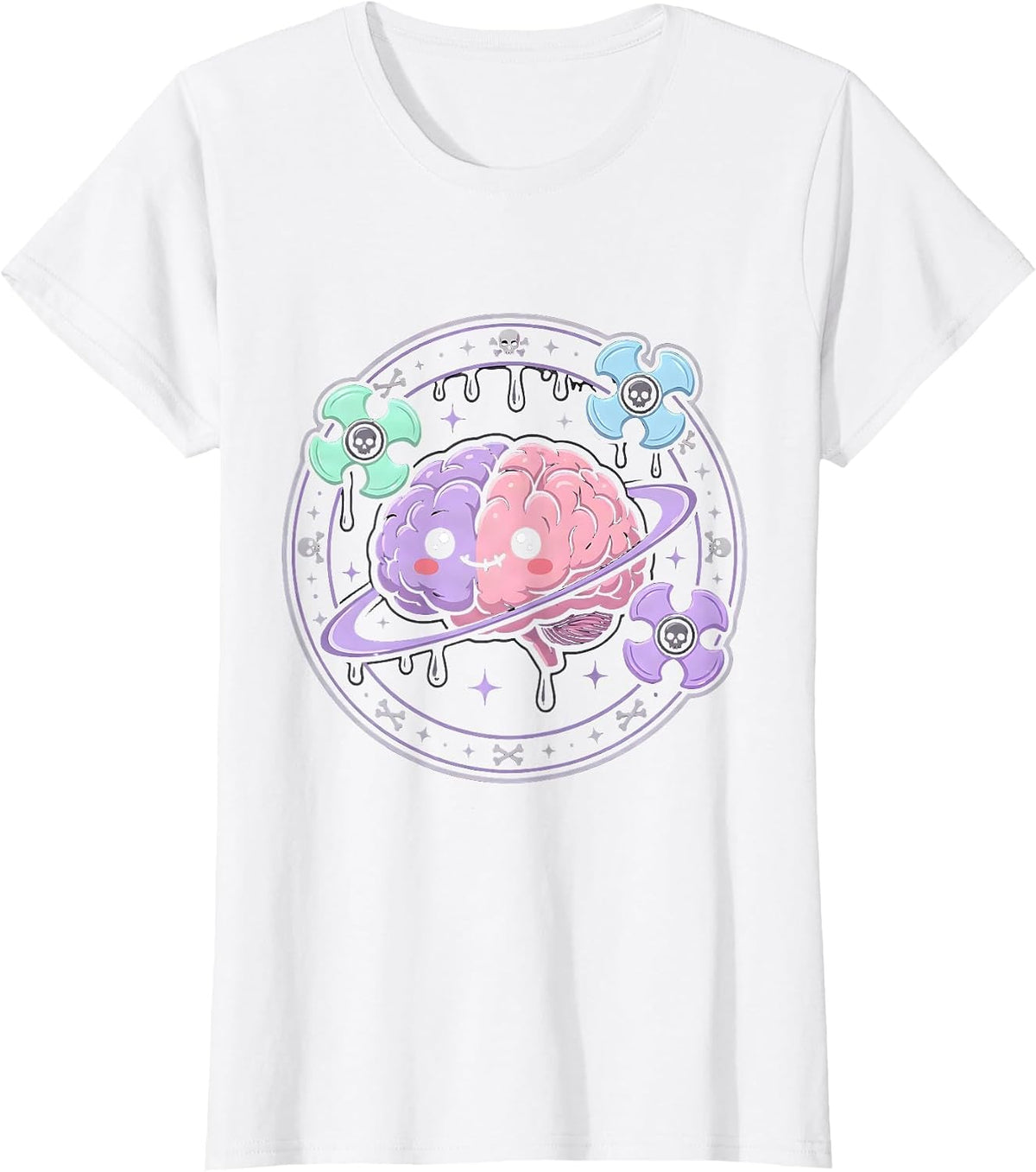 Rizz Em With The Tism Fidget Spinner Brain T-Shirt - White