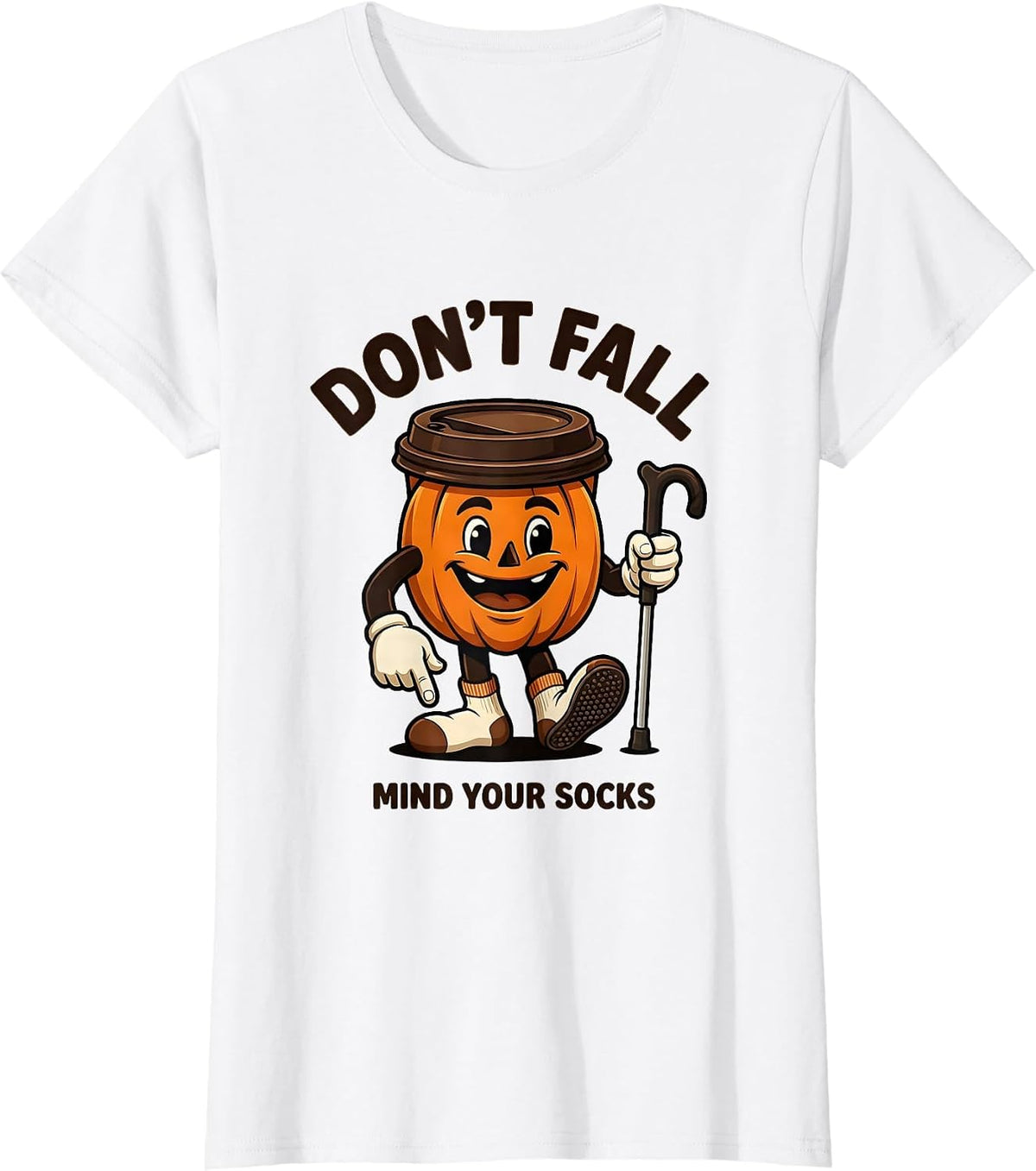 Women's Don't Fall Mind Your Socks Funny Nurse Physical Therapy PT T-Shirt - White