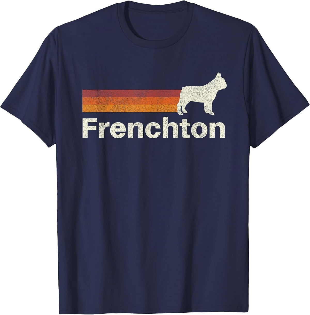 Vintage Frenchton Retro Mom Dad Dog T-Shirt - Navy Blue