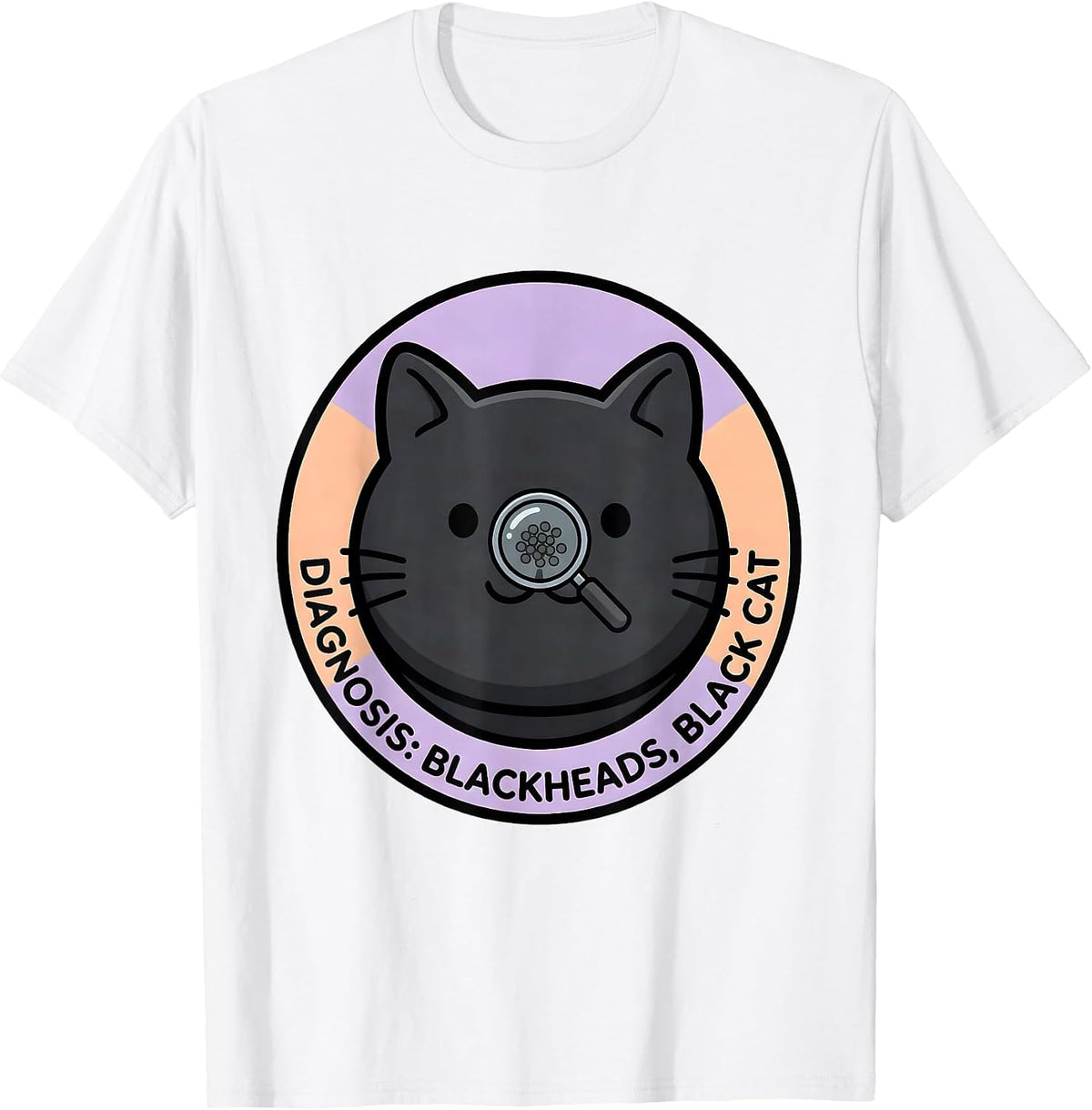 Men's Diagnosis: Blackheads, Black Cat Cute Kawaii Dermatology T-Shirt - White