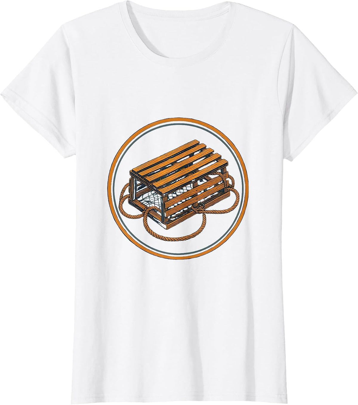 Maine Lobster Trap Illustration T-Shirt - White