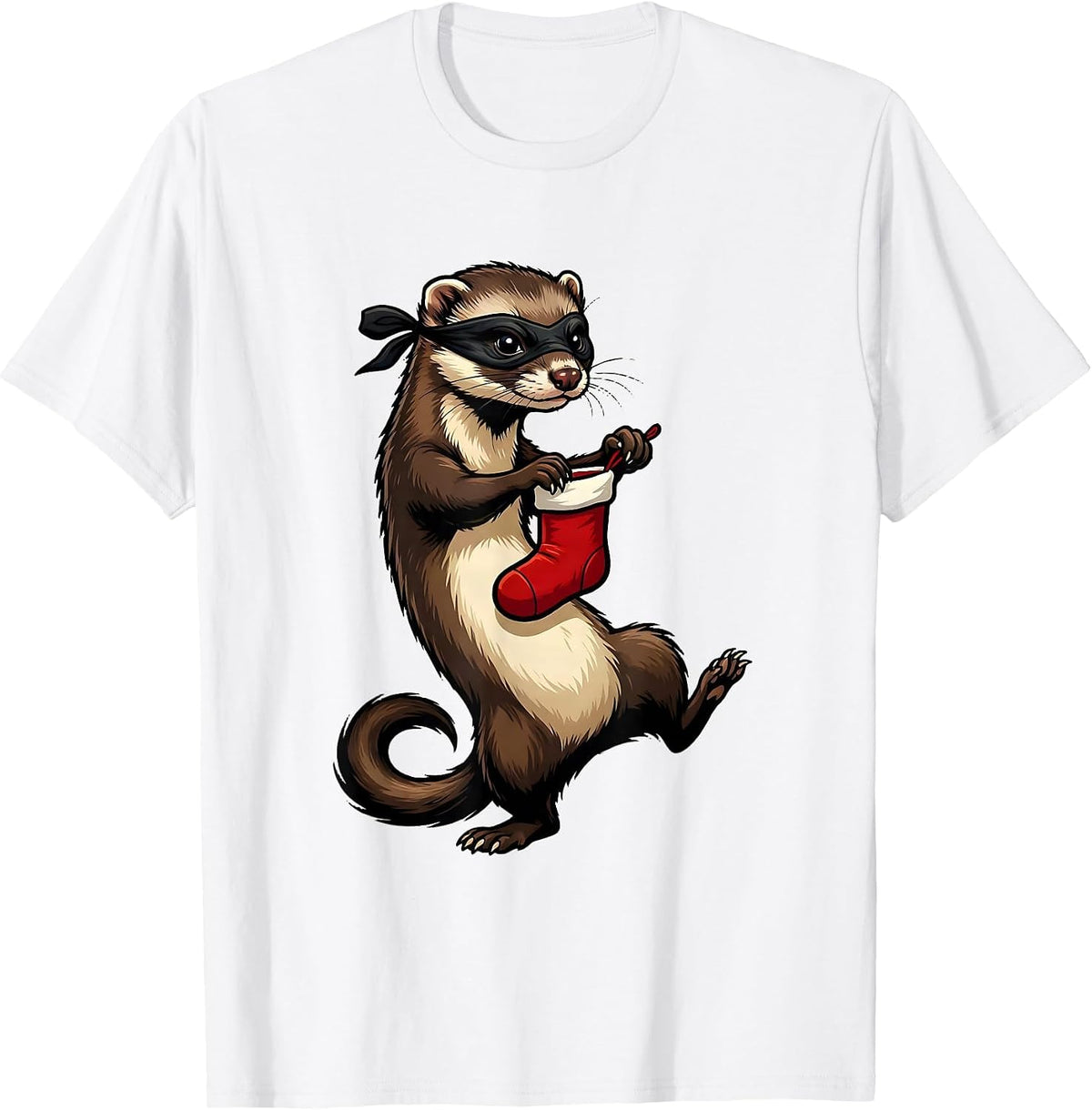 Men's Ferret War Dance Cartoon Ferret Lover Christmas T-Shirt - White