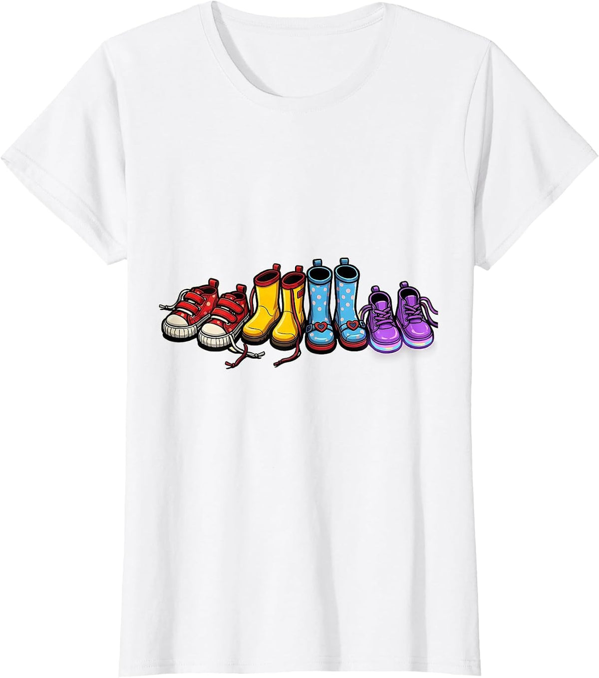 Kindergarten Teacher Tiny Shoes Graphic Design T-Shirt - White