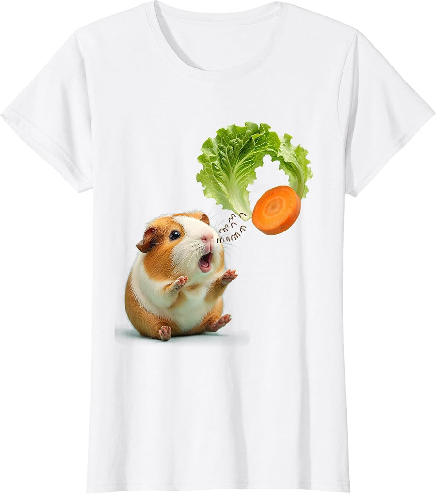 Women's Cute Kawaii Guinea Pig Pet Lover Humor T-Shirt - White