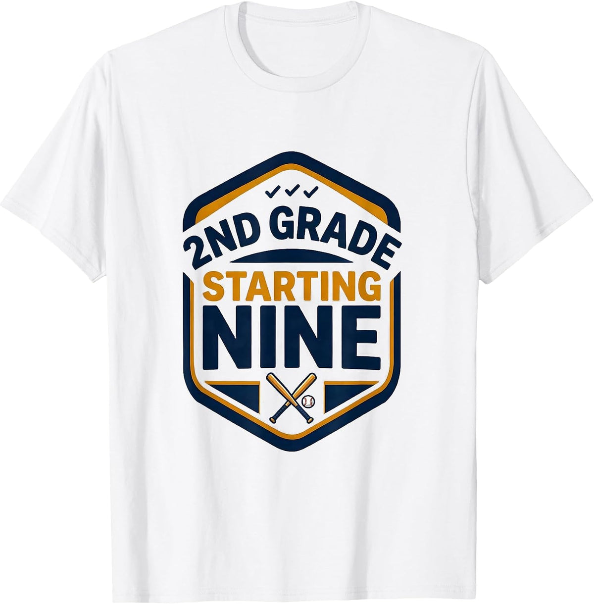 Men's 2nd Grade Starting Nine Back To School Baseball Drip T-Shirt - White