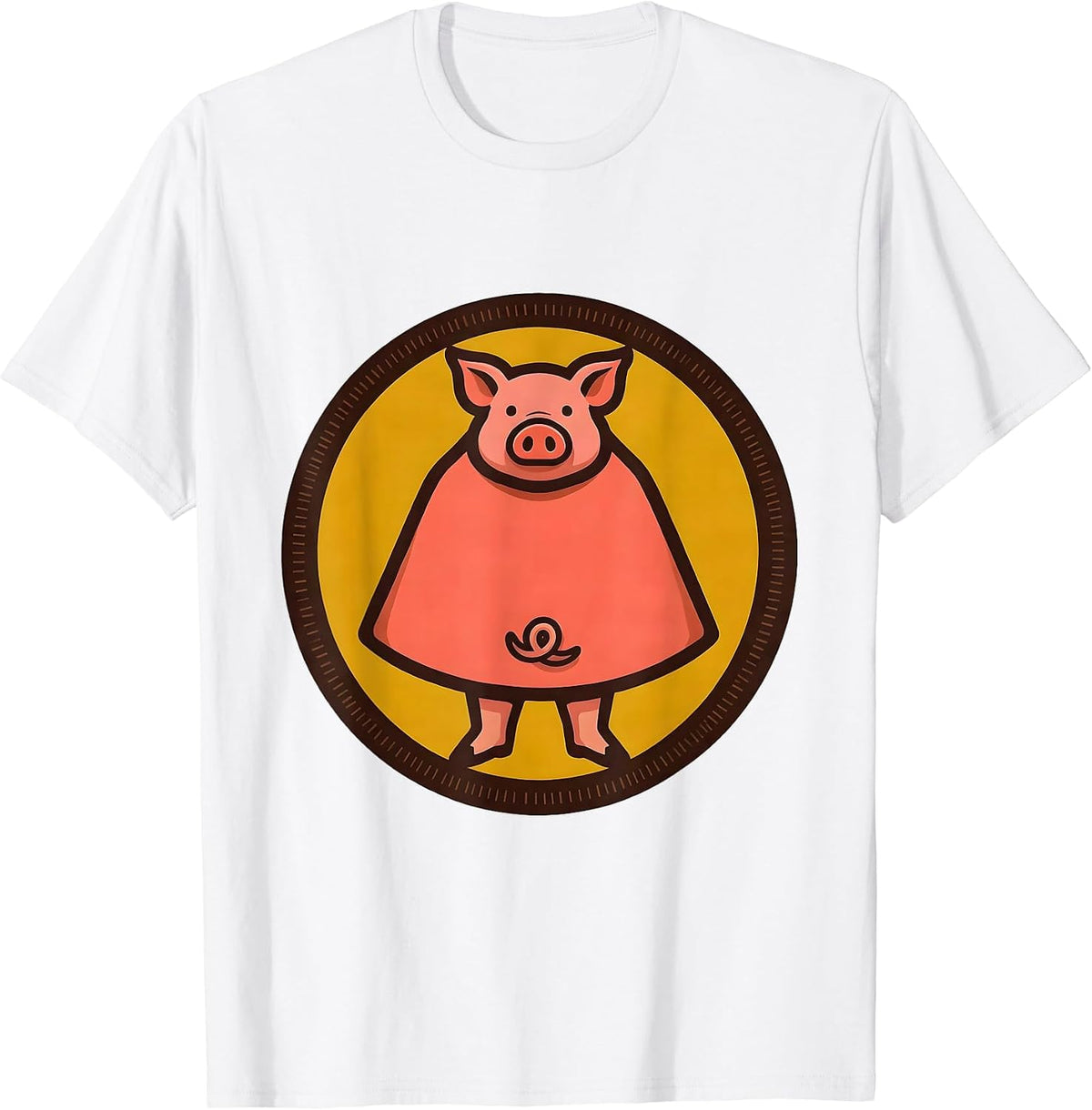 Men's Sealed Pig Badge Screenprint Poster Pig Lover Halloween T-Shirt - White