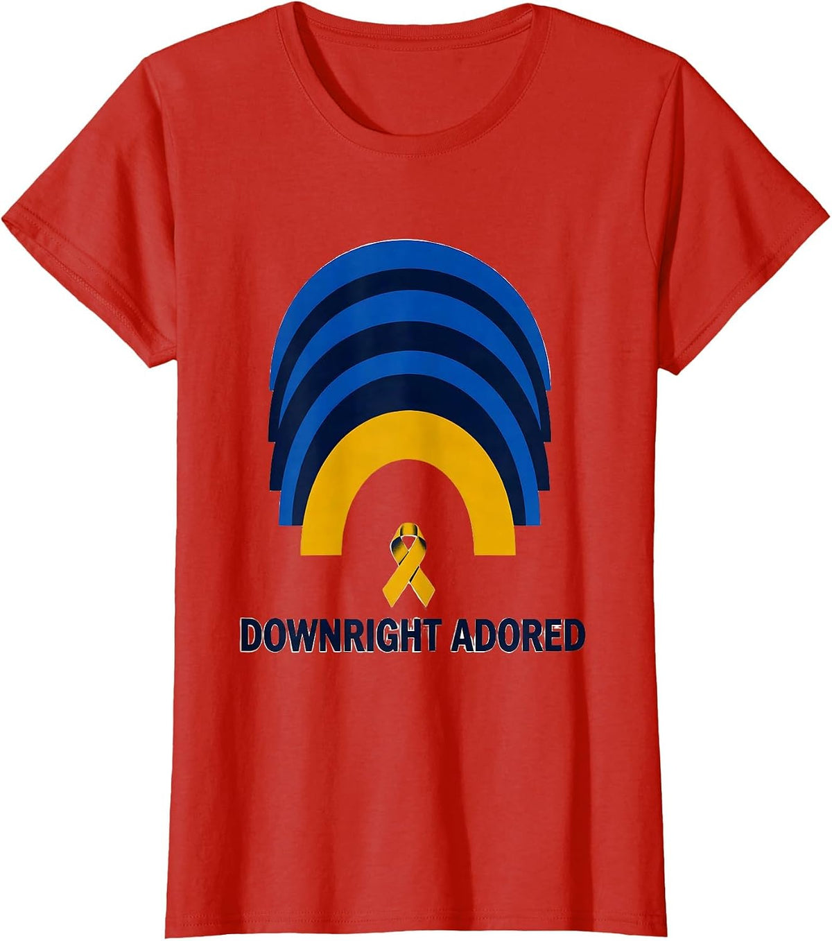 Downright Adored Sentimental Down Syndrome Awareness Support T-Shirt - Red
