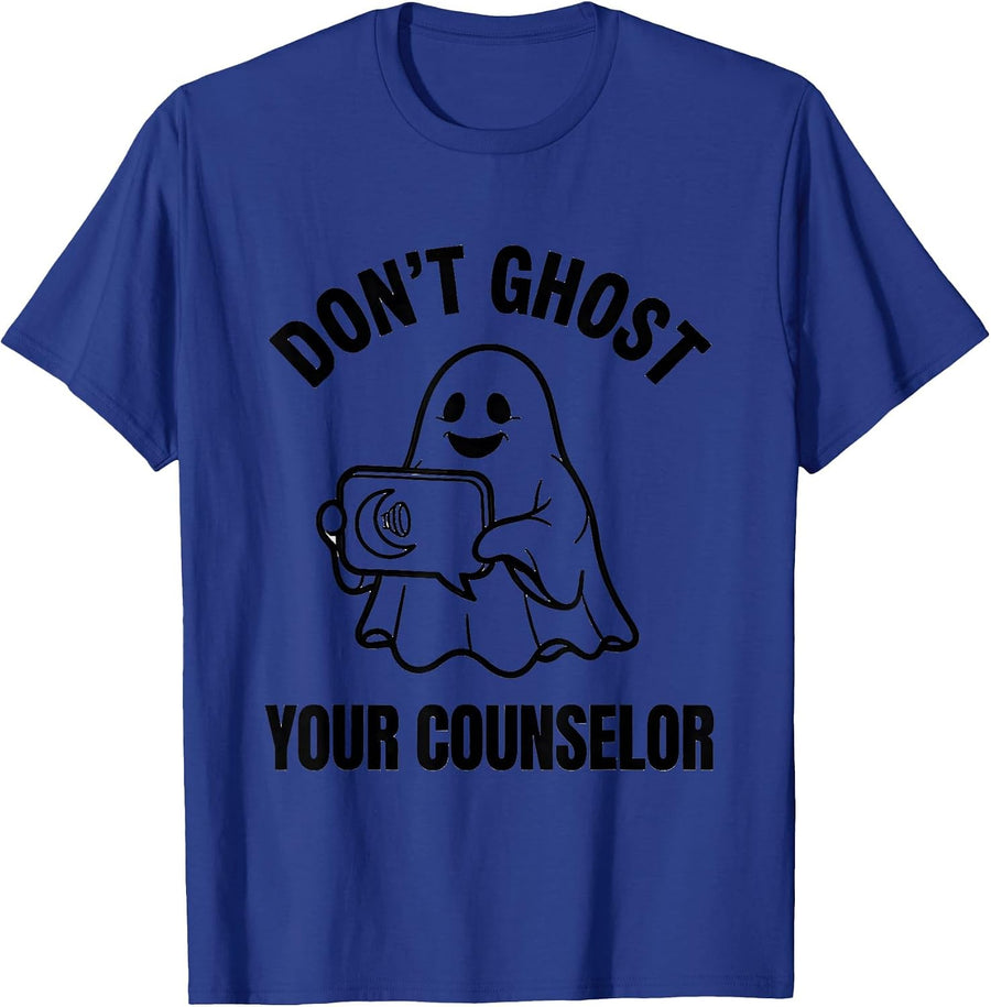 Don't Ghost Your Counselor Halloween Mental Health Awareness T-Shirt - Royal Blue