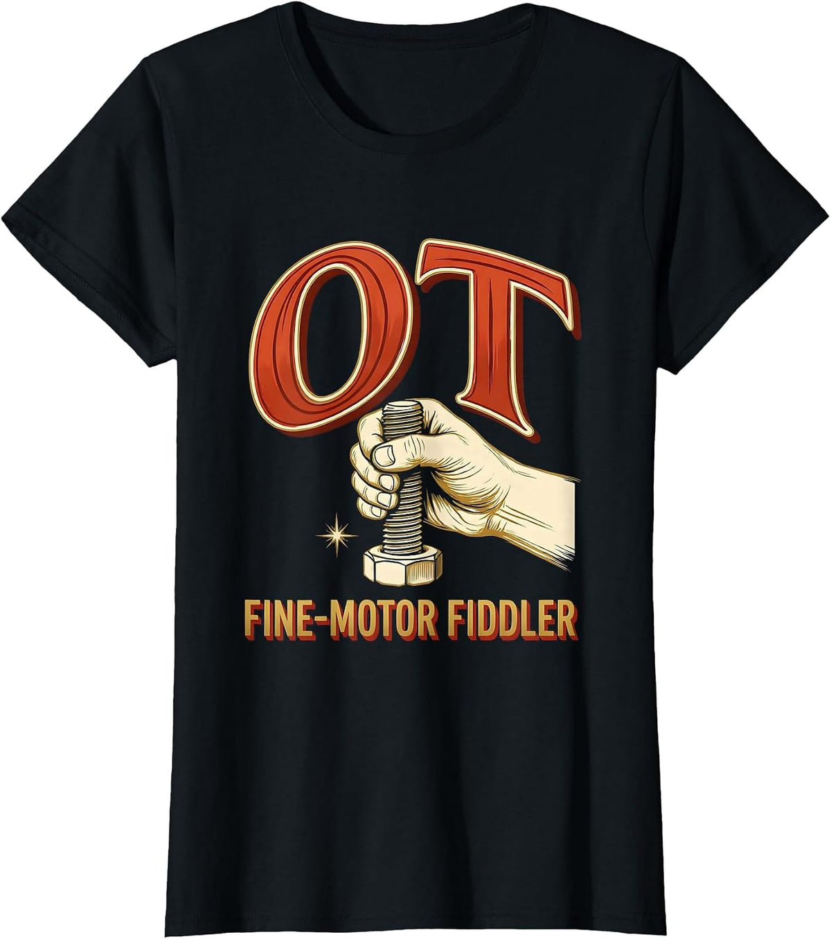 Women's OT Fine-Motor Fiddler Occupational Therapy OT Assistant T-Shirt - Black