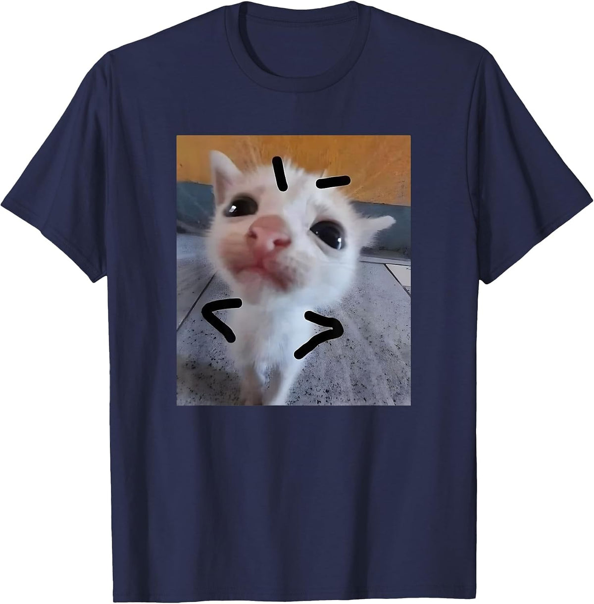 Judgy Kitty Funny Cat Lover Angry Kitten Meme Cute Graphic T-Shirt - Navy Blue