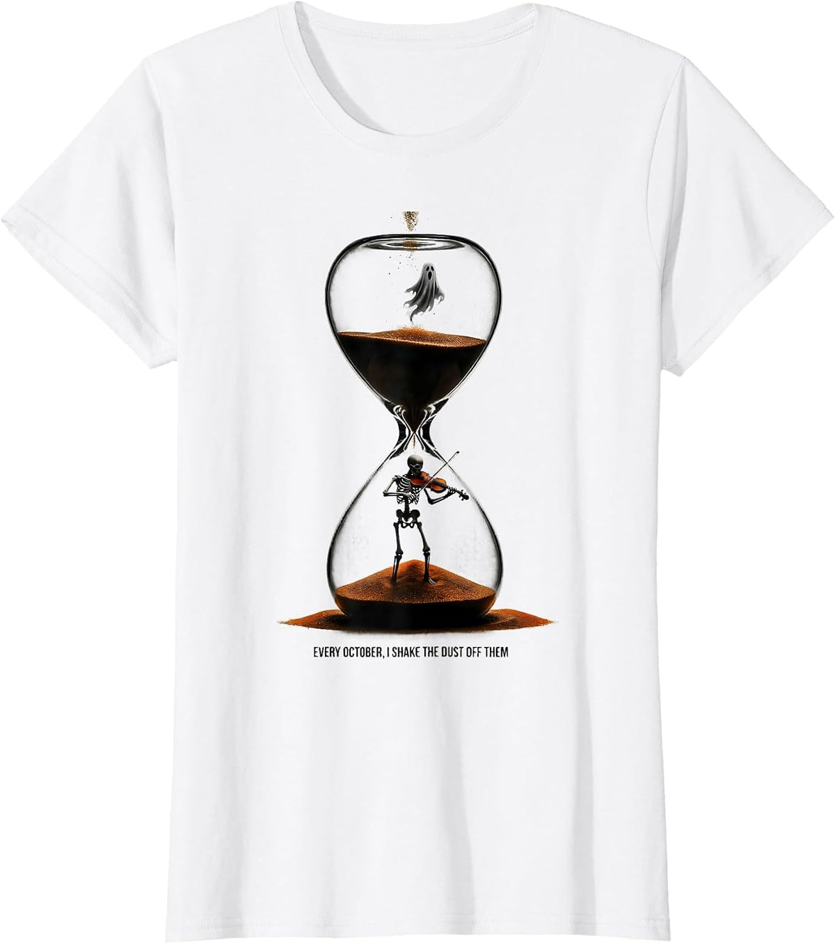 Women's Every October, I Shake The Dust Off Them Music Teacher T-Shirt - White