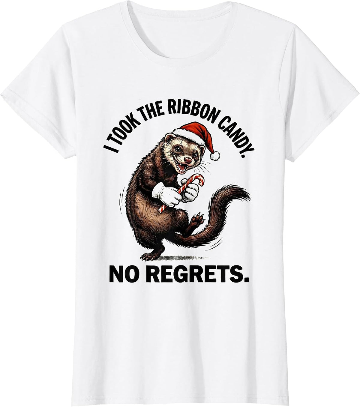 I Took The Ribbon Candy No Regrets Funny Ferret Lover T-Shirt - White