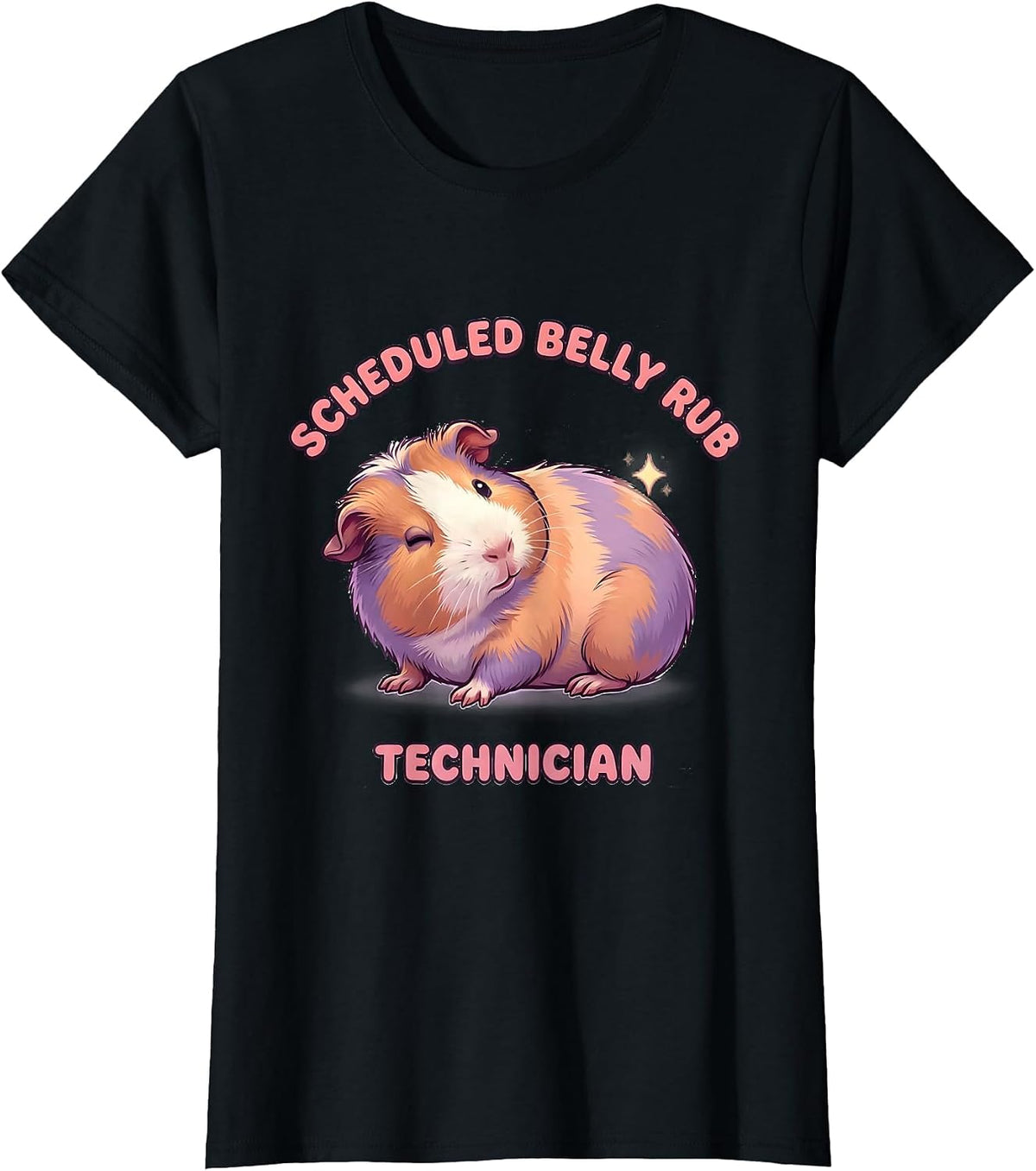 Scheduled Belly Rub Technician Cute Kawaii Guinea Pig Owner T-Shirt - Black