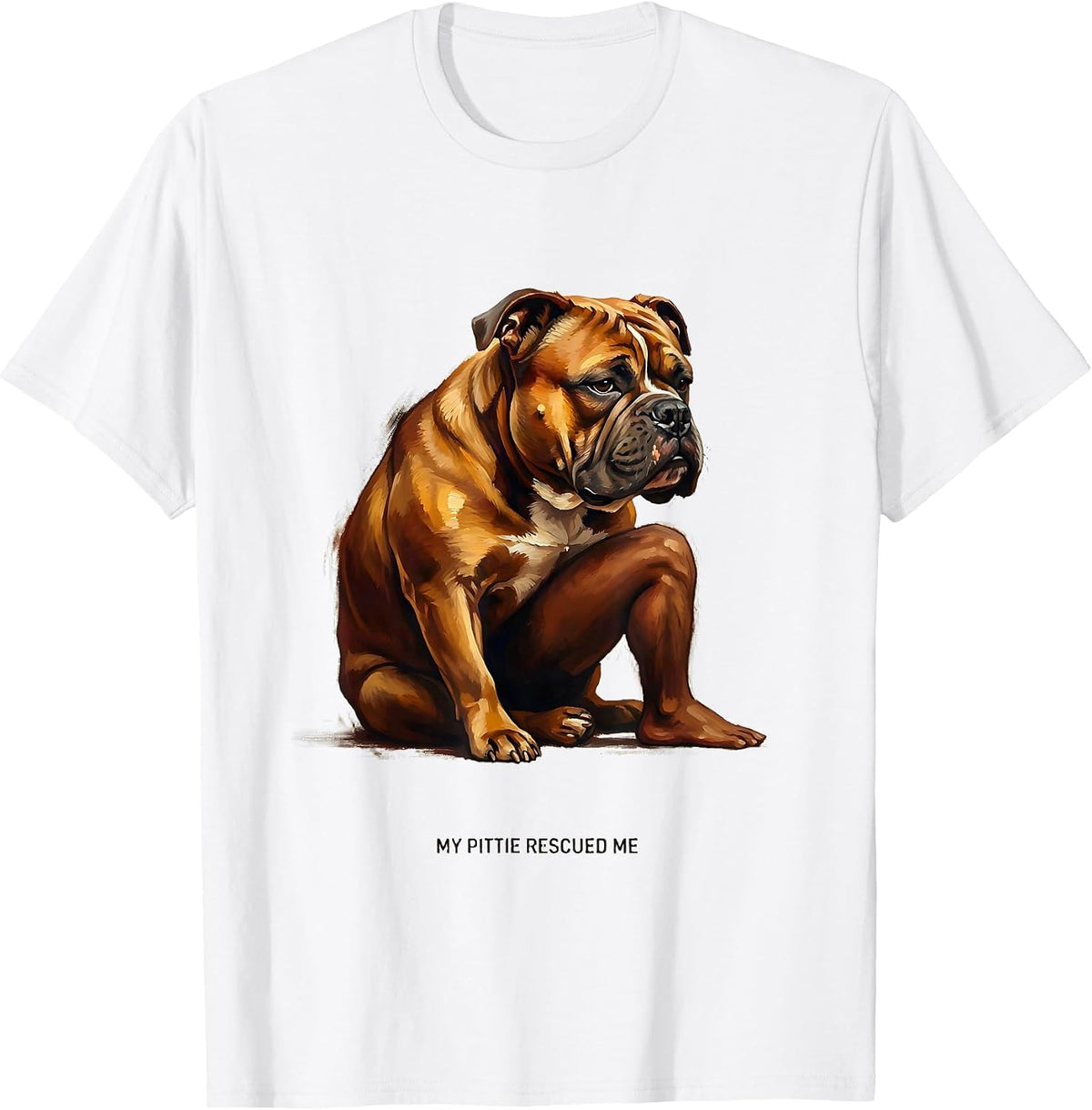 Men's My Pittie Rescued Me Funny Pitbull Dog Lover Gift T-Shirt - White