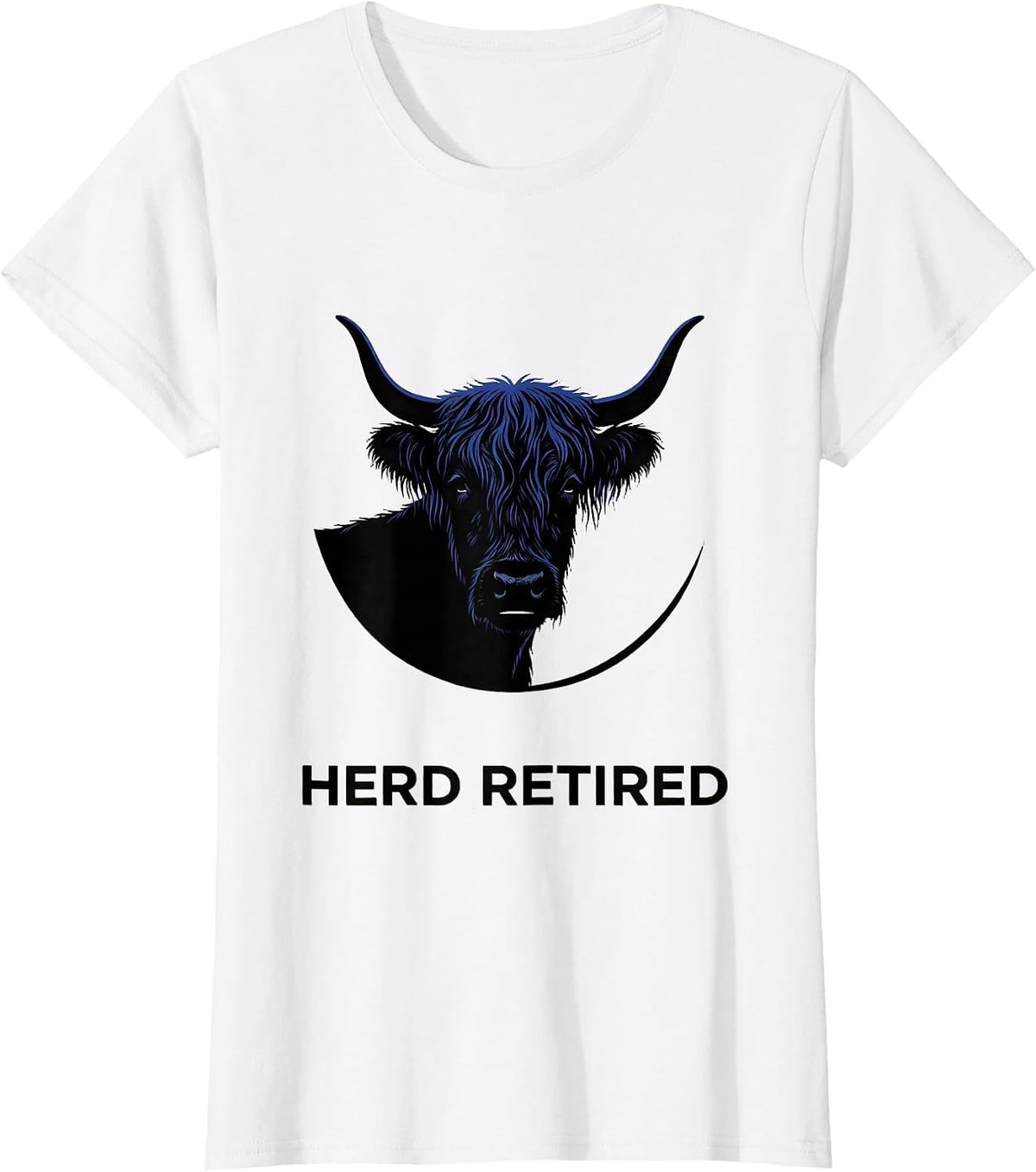 Herd Retired Funny Highland Cow Cozy Sleepshirt Humor T-Shirt - White