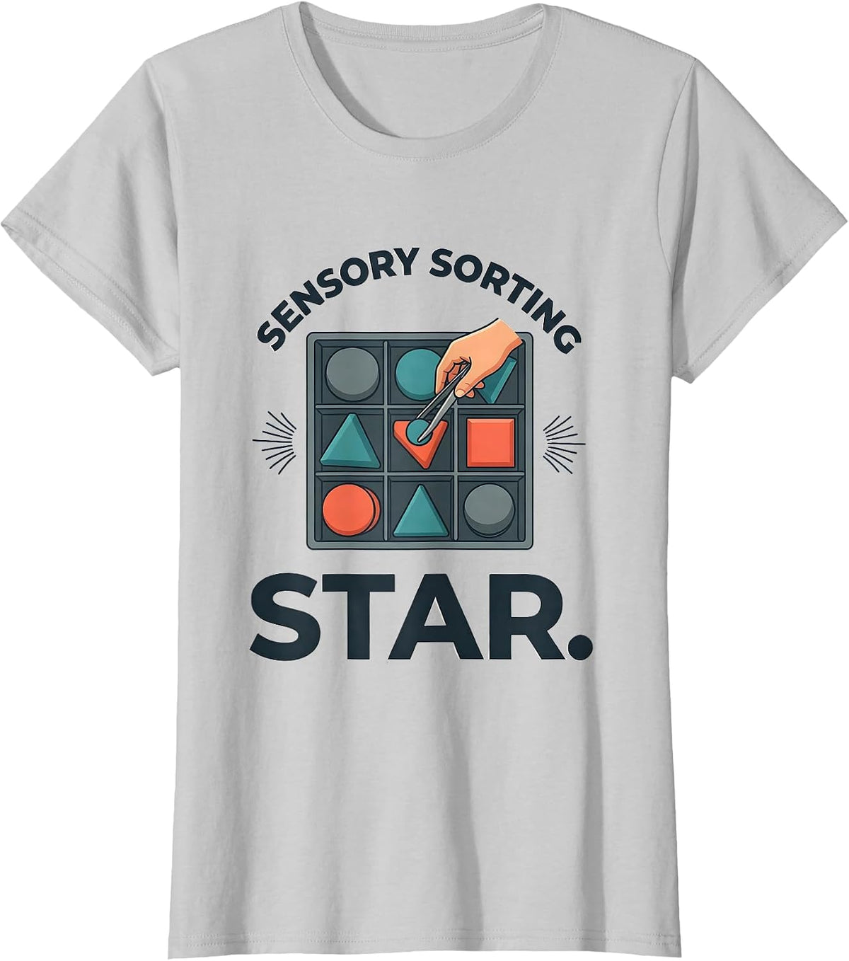 Women's Sensory Sorting Star Occupational Therapy Sensory Processing T-Shirt - Silver Grey
