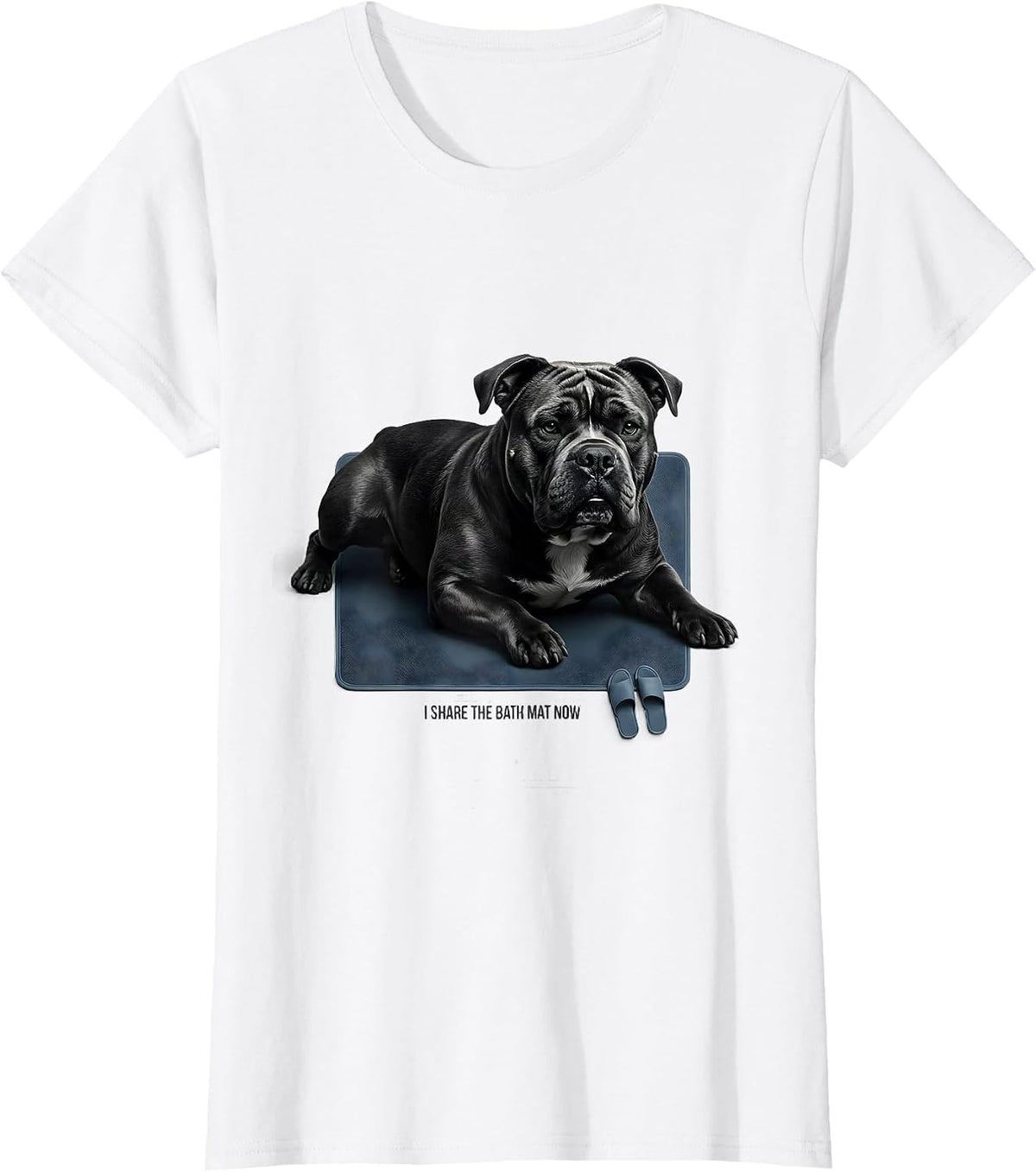 I Share The Bath Mat Now Funny Pitbull Dog Mom Humor T-Shirt - White