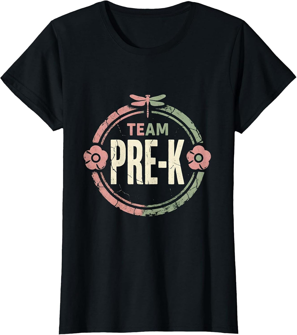 Team Pre-K Floral Boho Teacher Gift Back To School T-Shirt - Black