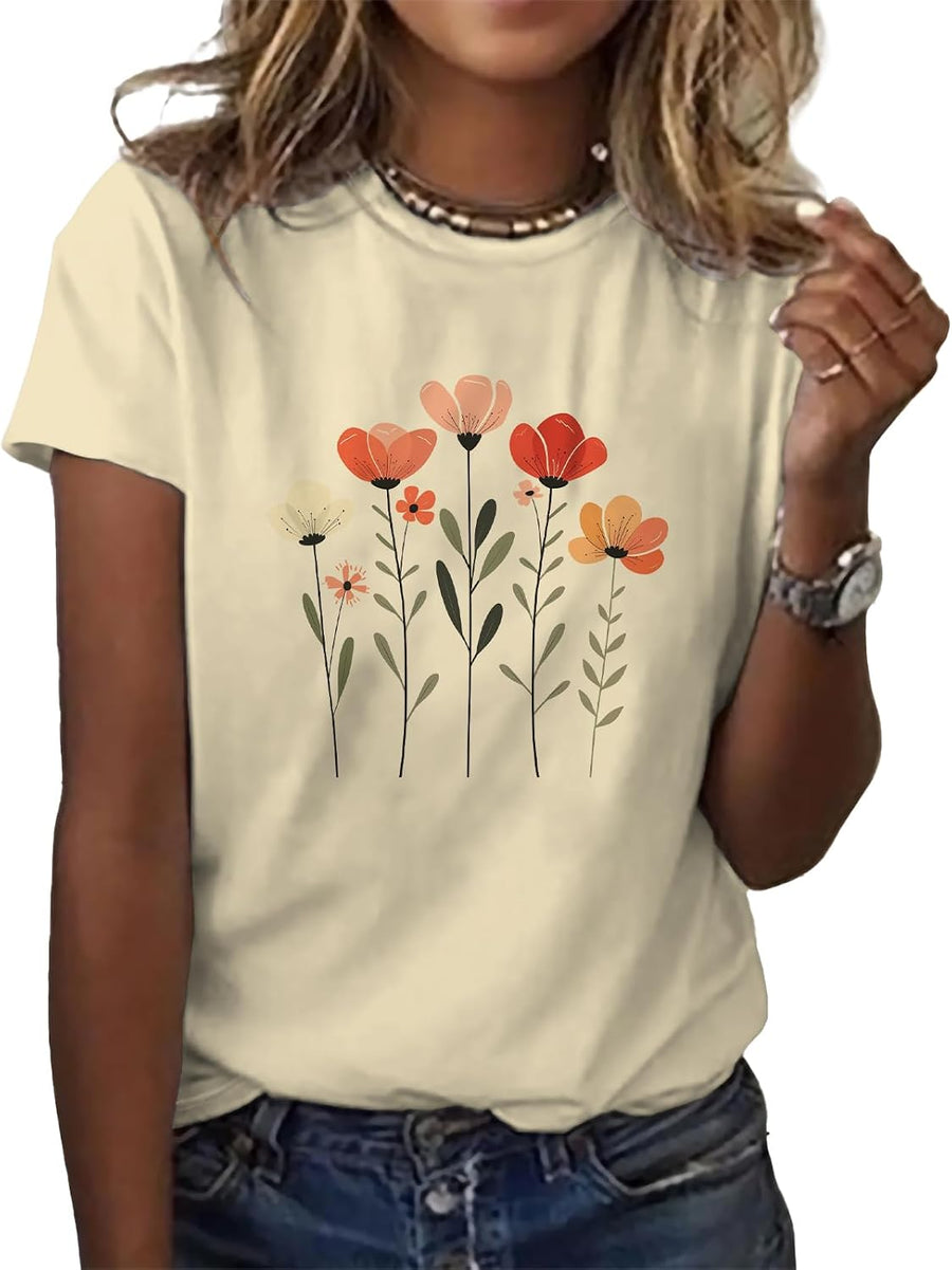 domirica Y2K Shirts for Women Cute Graphic Short Sleeve Crewneck 100% Cotton Fashion Lightweight Gym Quick Dry Tshirts -