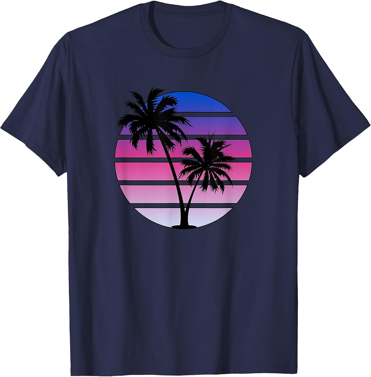 Synthwave Sunset T-Shirt - Navy Blue