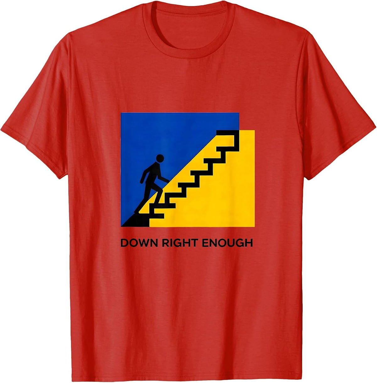 Men's Down Right Enough Geometric Down Syndrome Awareness Support T-Shirt - Red