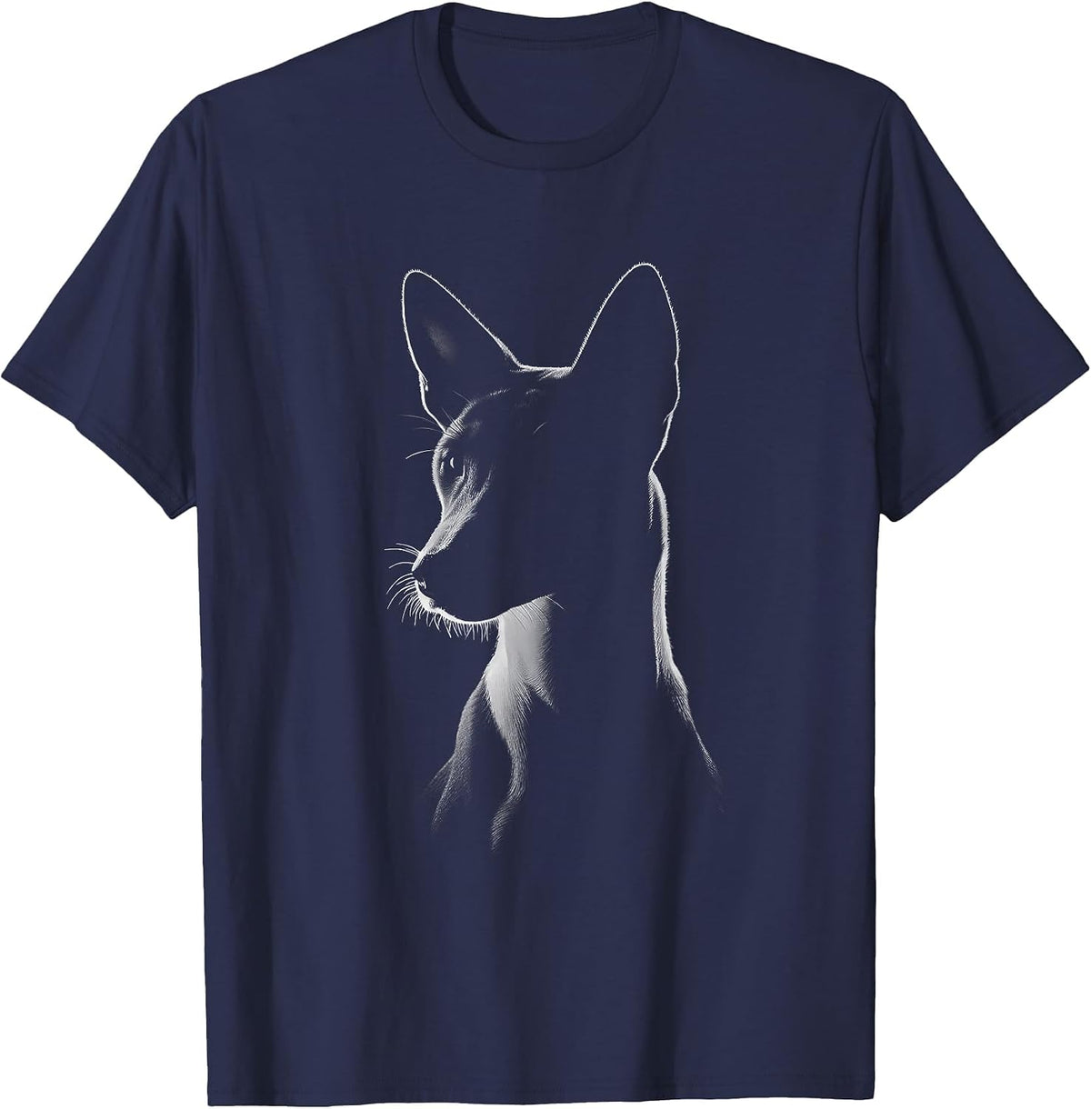 Basenji Dog Face Art Design T-Shirt - Navy Blue