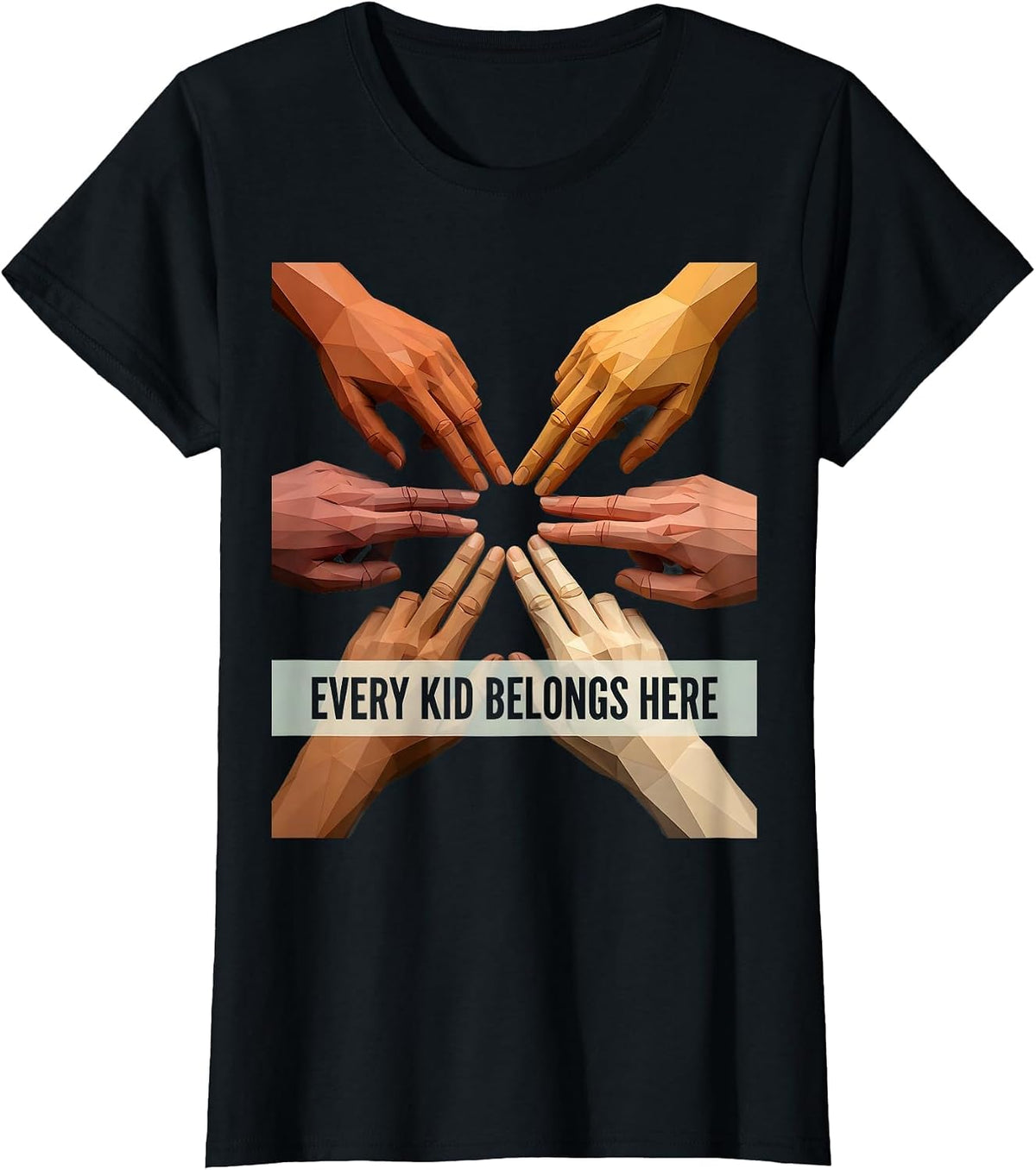 Women's Every Kid Belongs Here Special Education Design T-Shirt - Black