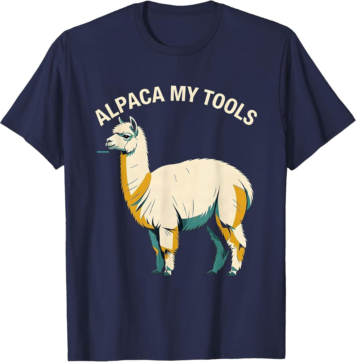 Men's Alpaca My Tools Midcentury Modern Funny Alpaca Lover Gift T-Shirt - Navy Blue