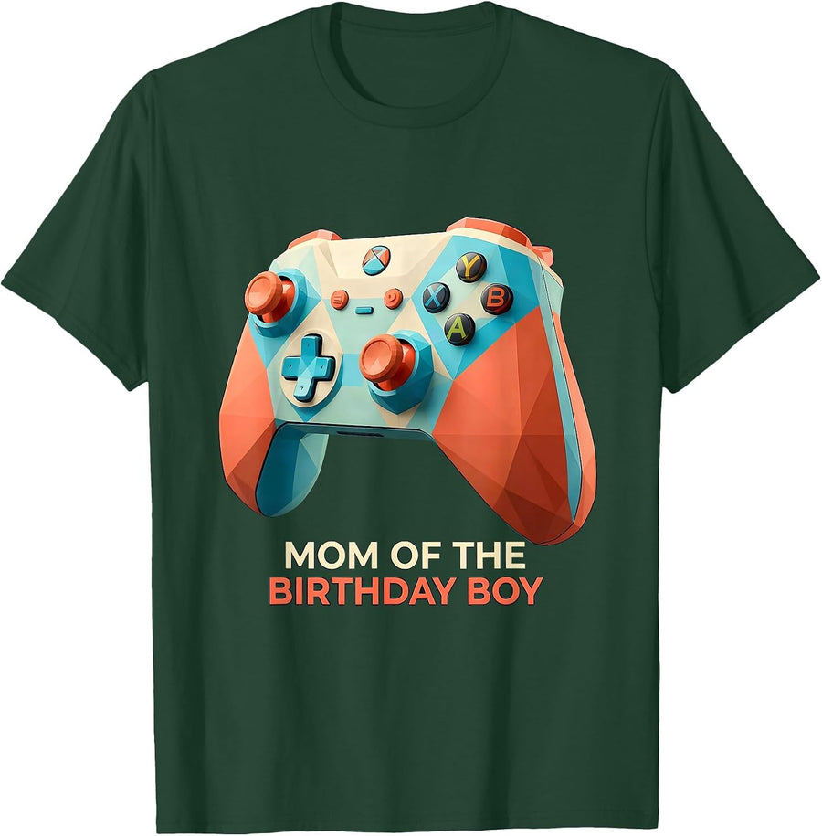 Men's Mom Of The Birthday Boy Matching Video Game Birthday Party T-Shirt - Dark Green