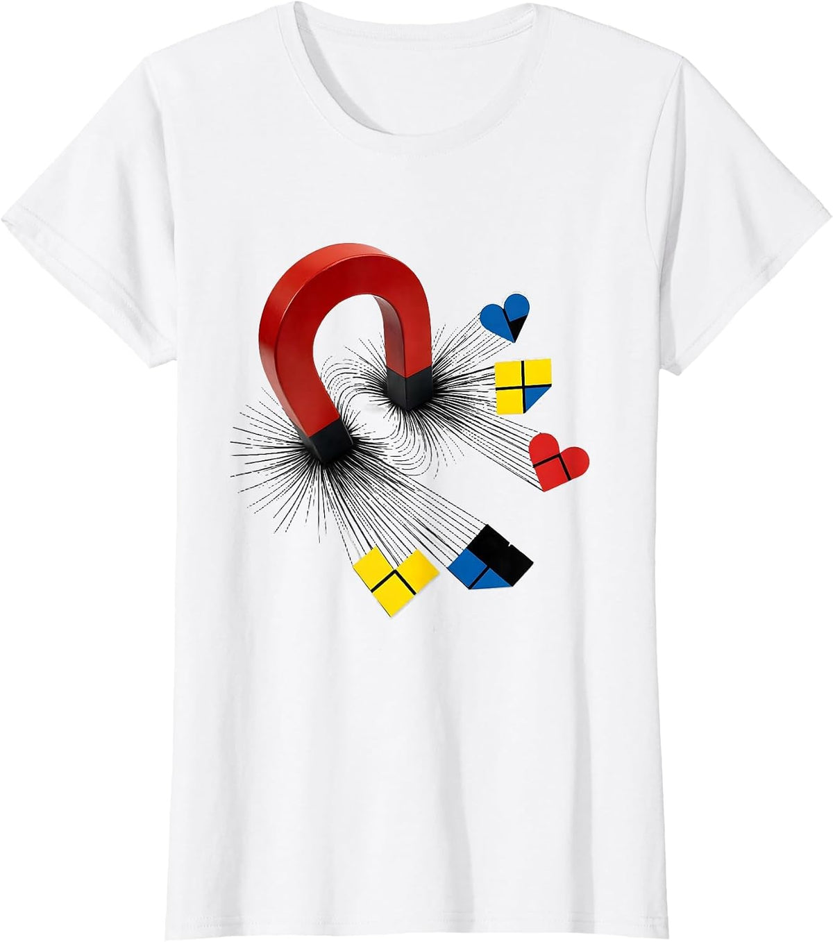 Women's Rizz Em With The Tism Magnet Hearts Graphic T-Shirt - White