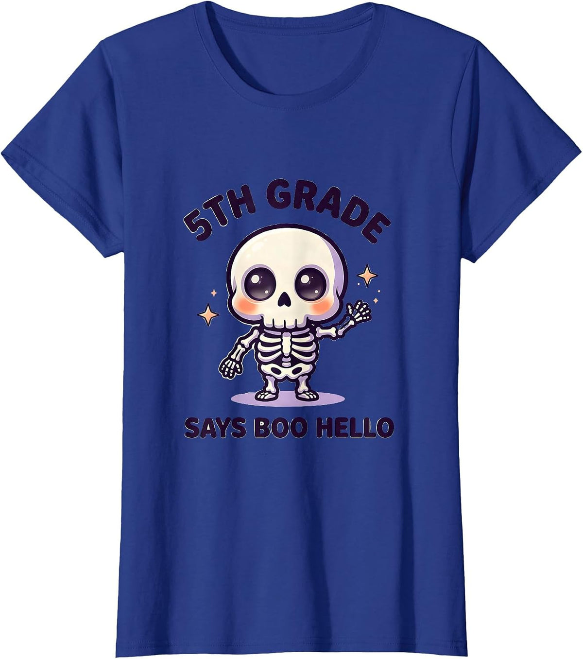 Women's 5th Grade Says Boo Hello Cute Kawaii Halloween Teacher T-Shirt - Royal Blue