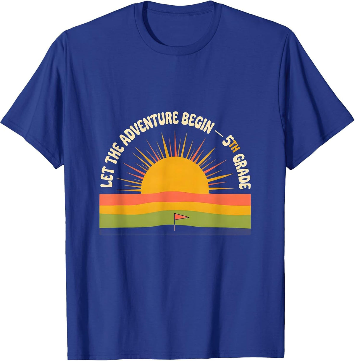 Let The Adventure Begin 5th Grade Retro 70s Back To School T-Shirt - Royal Blue