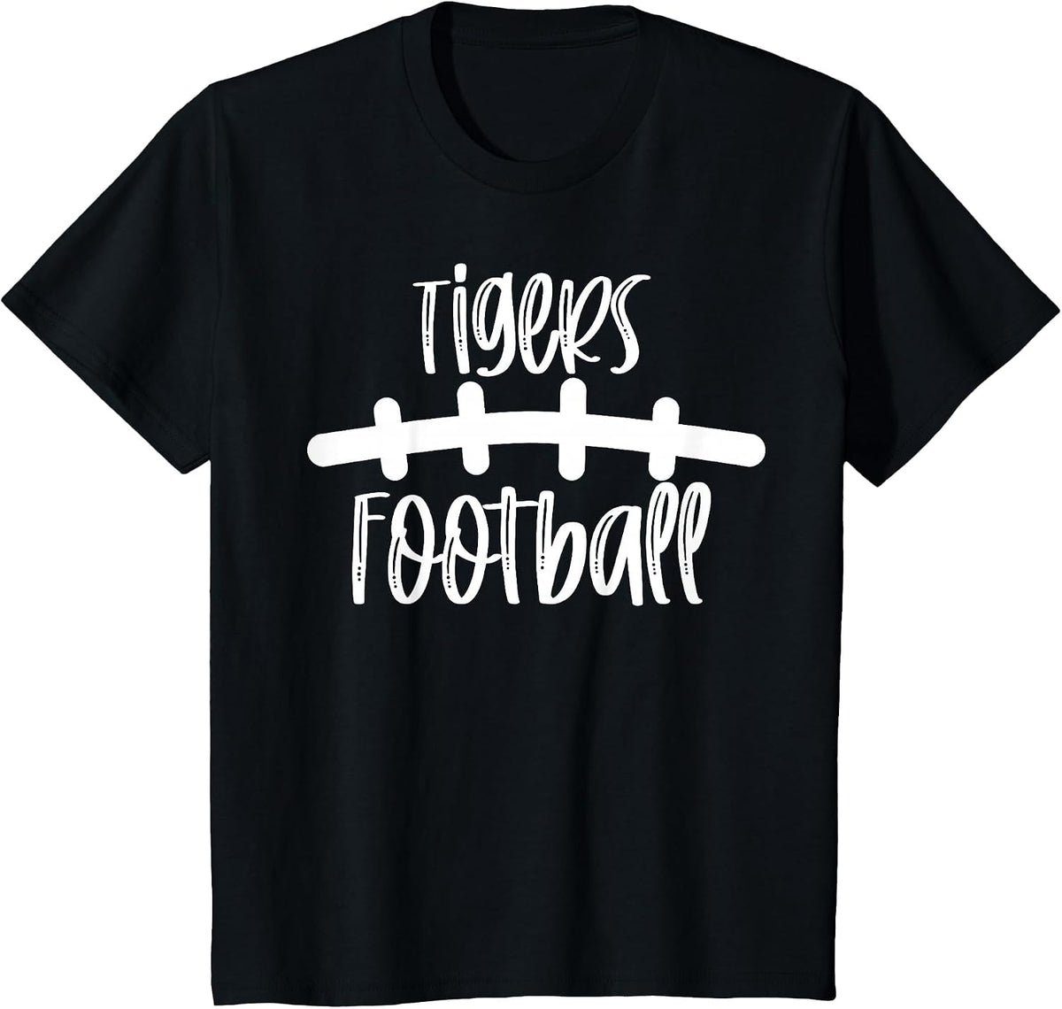 Tigers Football School Spirit Team Mascot Game Night T-Shirt - Black