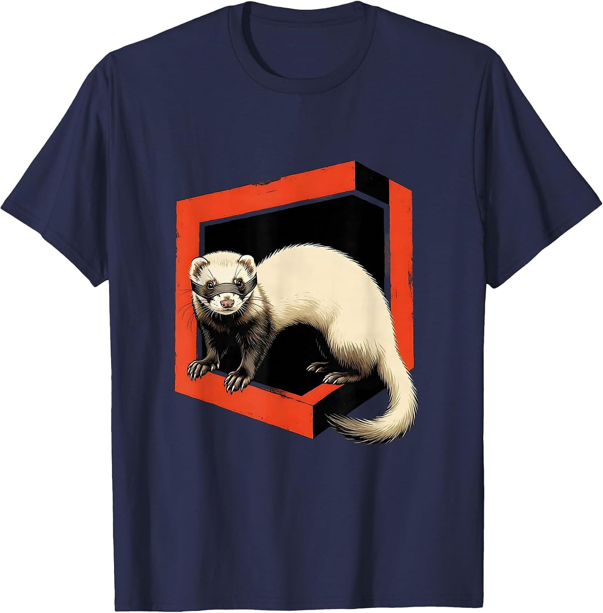 Ferret Stencil Graphic Funny Ferret Lover Gift T-Shirt - Navy Blue