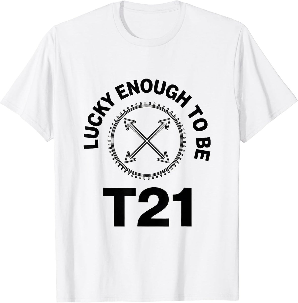 Men's Lucky Enough To Be T21 Down Syndrome Awareness Sunflower T-Shirt - White