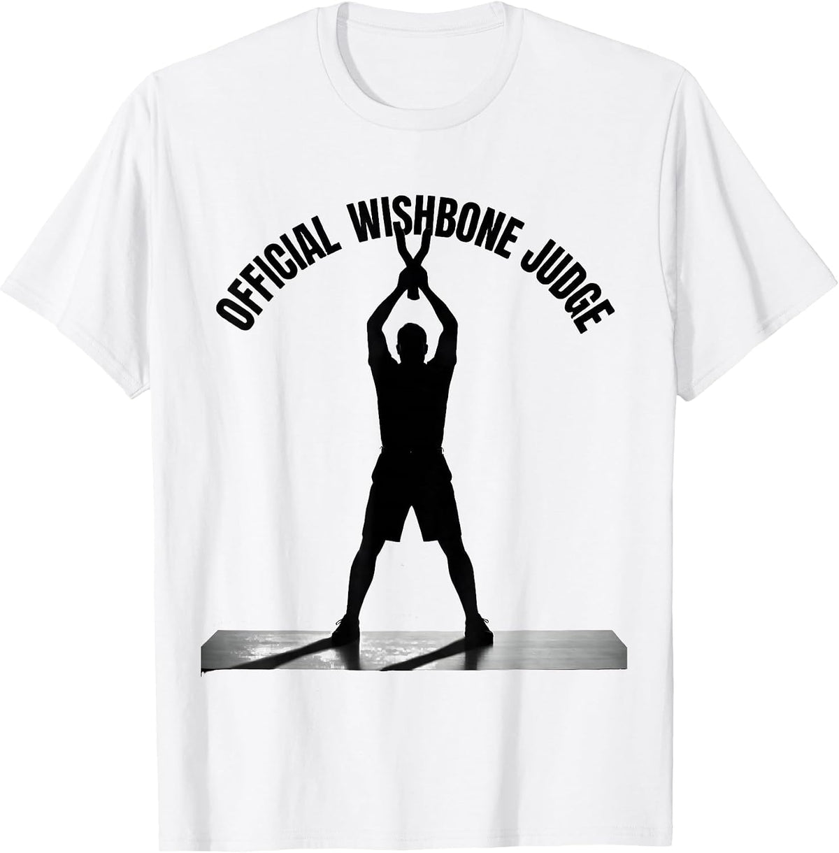Men's Official Wishbone Judge Funny Thanksgiving Crew Turkey Humor T-Shirt - White