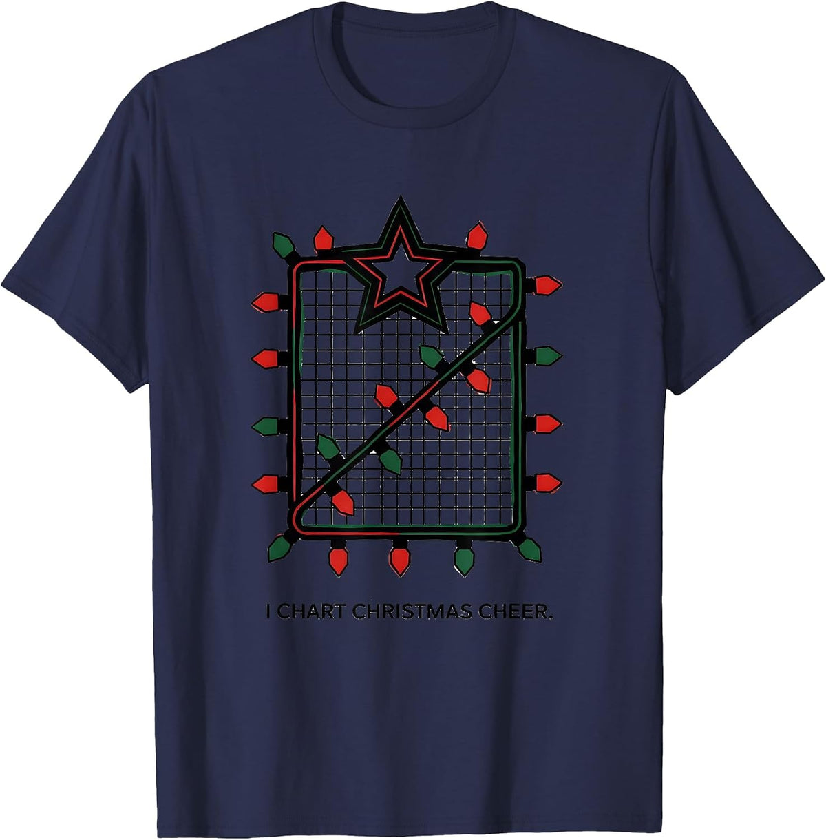 I Chart Christmas Cheer Geometric Funny Nurse Christmas T-Shirt - Navy Blue