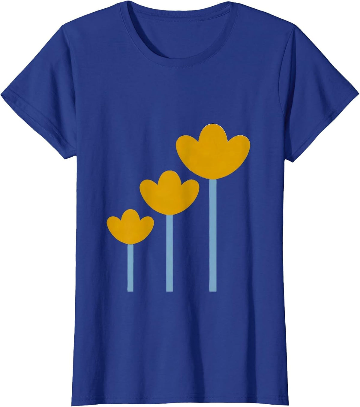 Women's Down Syndrome Awareness Blooming Flowers Design T-Shirt - Royal Blue